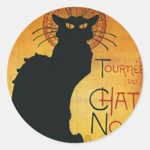 Sticker Rond Conversation Noir - Chat noir