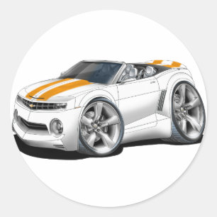 Sticker Rond Convertible 2012 Blanc-Orange de Camaro