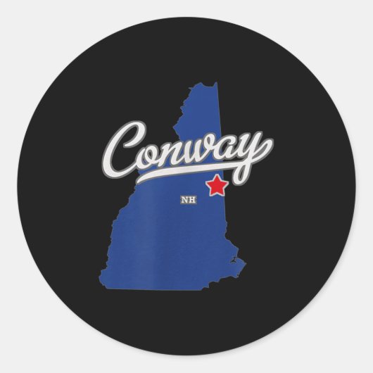 Sticker Rond Conway New Hampshire Nh Map (Devant)