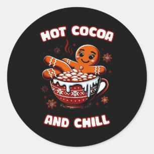 Sticker Rond Cookie au pain d'épice dans le cacao chaud et Noël