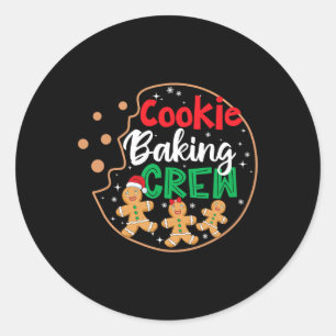 Sticker Rond Cookie Baking Crew Funny Pajamas Famille Noël Chri