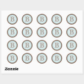 Sticker Rond Cookie Coupe Chocolate Aqua Monogramme Sticulation (Feuille)