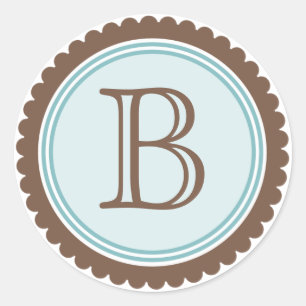 Sticker Rond Cookie Coupe Chocolate Aqua Monogramme Sticulation