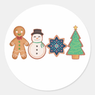 Sticker Rond Cookie de pain d'épice de Noël