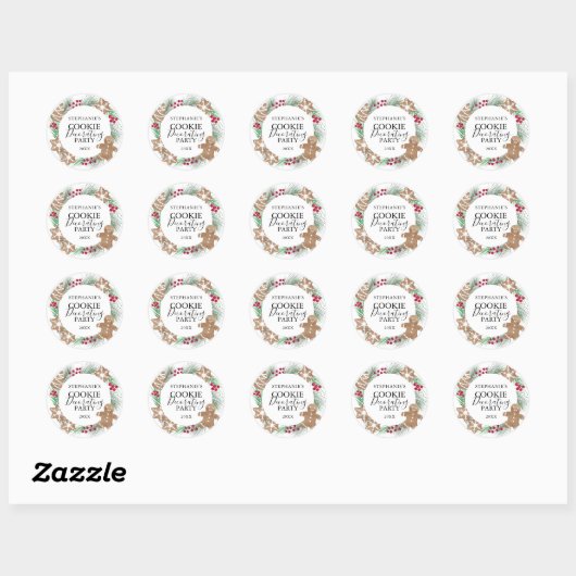 Sticker Rond Cookie Decorating Party (Feuille)