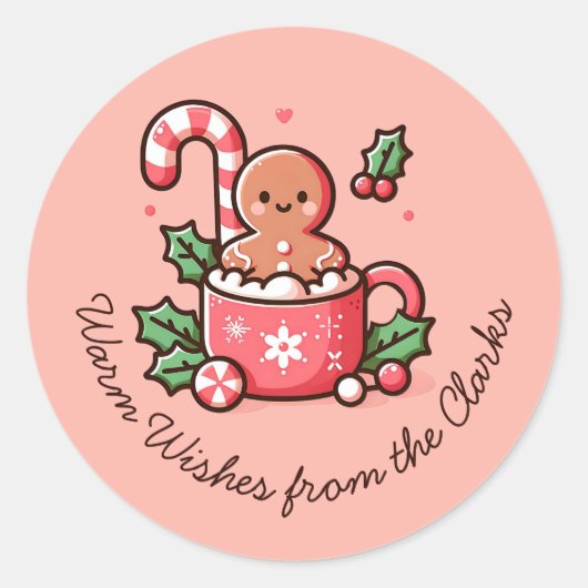 Sticker Rond Cookie Gingerbread au Chaleur Modifiable (Devant)