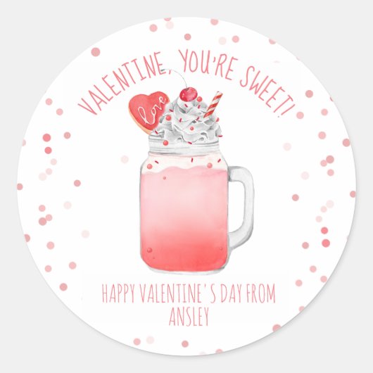 Sticker Rond Cookie Milkshake Classroom Valentine Photo (Devant)