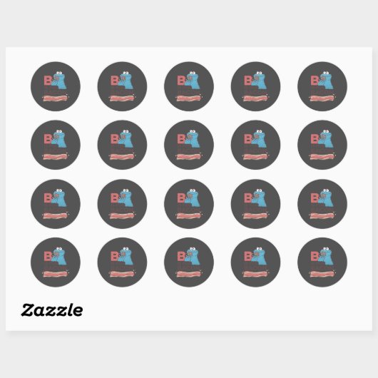Sticker Rond Cookie Monster B Is For Bacon (Feuille)