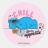 Sticker Rond Cookie Monster | Bon appétit Chill (Devant)