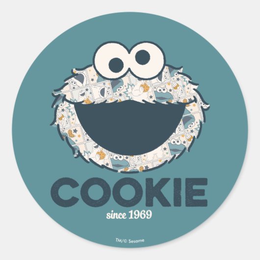 Sticker Rond Cookie Monster | Cookie depuis 1969 (Devant)