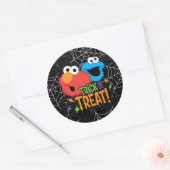 Sticker Rond Cookie Monster et Elmo - Tricoter ou traiter (Enveloppe)