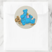 Sticker Rond Cookie Monster mange des cookies vintage (Sac)
