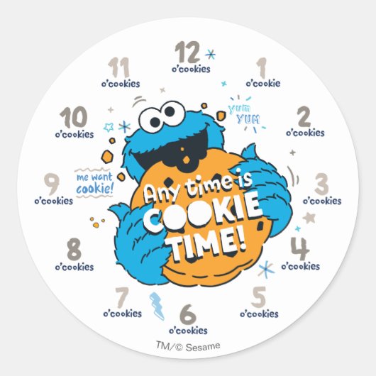 Sticker Rond Cookie Monster | N'importe quelle heure est l'heur (Devant)