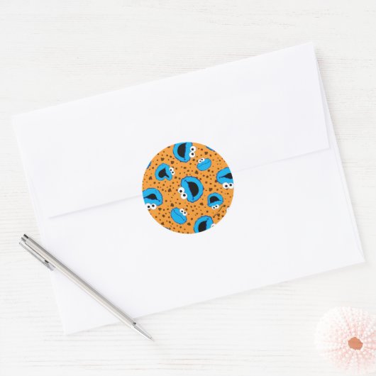 Sticker Rond Cookie Monster on Cookie Pattern (Enveloppe)