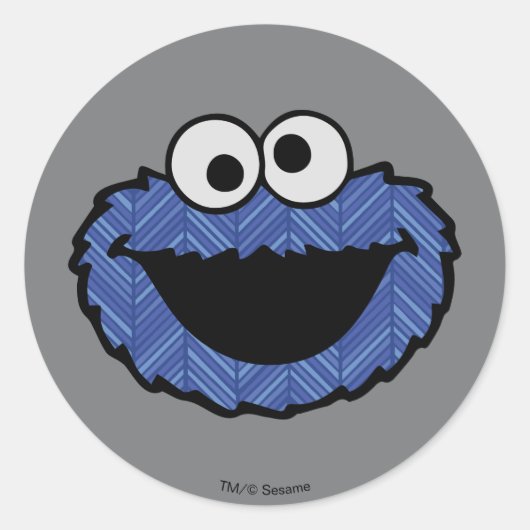 Sticker Rond Cookie Monster | Retour arrière des années 80 (Devant)