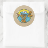 Sticker Rond Cookie Monster Rétro (Sac)