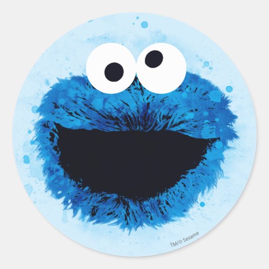 Sticker Rond Cookie Monster | Tendance de l'aquarelle (Devant)