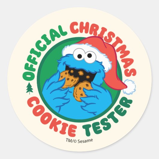 Sticker Rond Cookie Monster | Tester officiel de biscuits de No (Devant)