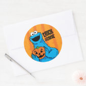 Sticker Rond Cookie Monster - Tricoter Ou Traiter (Enveloppe)