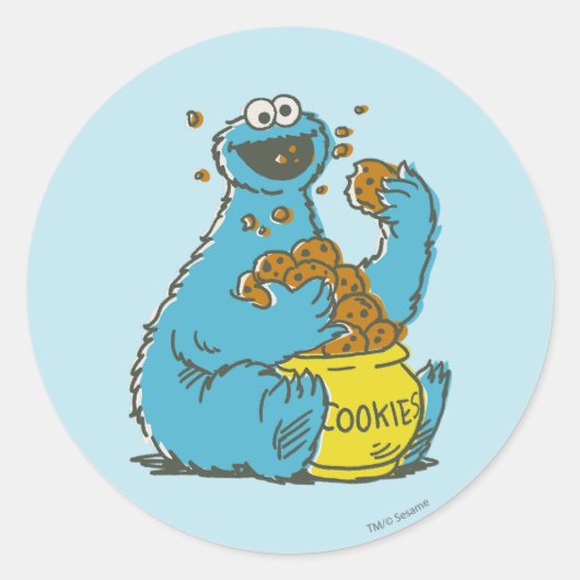 Sticker Rond Cookie Monster Vintage (Devant)