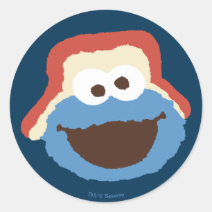 Sticker Rond Cookie Monster Visage de la Forêt