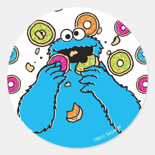 Sticker Rond Cookie MonsterDestructeur de Donuts (Devant)