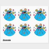 Sticker Rond Cookie MonsterDestructeur de Donuts (Feuille)