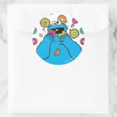 Sticker Rond Cookie MonsterDestructeur de Donuts (Sac)