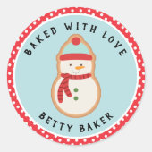 Sticker Rond Cookie Snowman givré | Cuit avec amour Classic R (Devant)