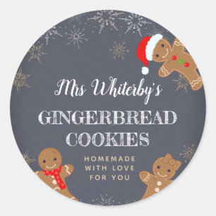 Sticker Rond Cookie Sticks maison de Noël en pain d'épices