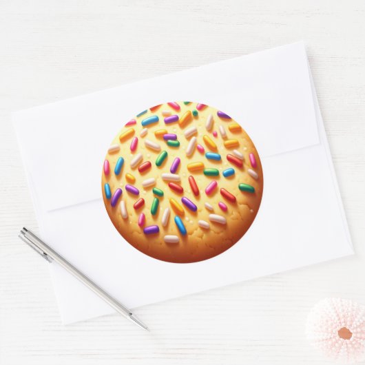 Sticker Rond Cookie sucre avec arroses (Enveloppe)