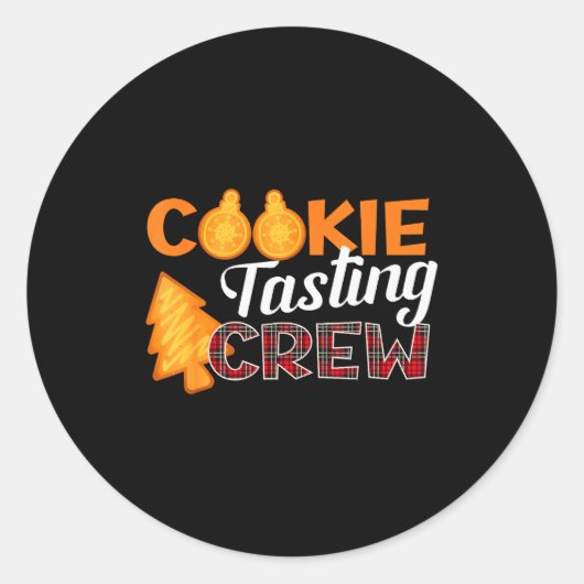 Sticker Rond Cookie Tasting Crew - Funny Plaid Christmas (Devant)