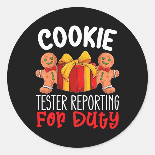 Sticker Rond Cookie Tester Reporting Pour Devoir Drôle Noël (Devant)