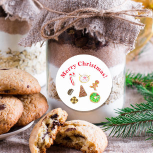 Sticker Rond Cookies aquarelles de Noël joyeux