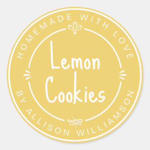 Sticker Rond Cookies au Citron Personnalisés Faits avec Amour