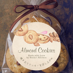 Sticker Rond Cookies aux amandes Produit de boulangerie en papi