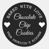 Sticker Rond Cookies Choco Cuits Avec Amour Noir Et Blanc (Devant)