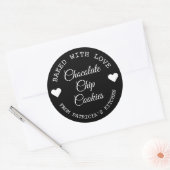 Sticker Rond Cookies Choco Cuits Avec Amour Noir Et Blanc (Enveloppe)