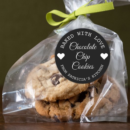 Sticker Rond Cookies Choco Cuits Avec Amour Noir Et Blanc