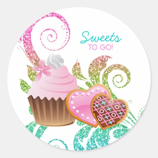 Sticker Rond Cookies Cupcake Bakery Cute Swirl parties scintill (Devant)