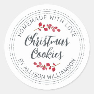 Sticker Rond Cookies de canneberge de Noël rustiques fait maiso
