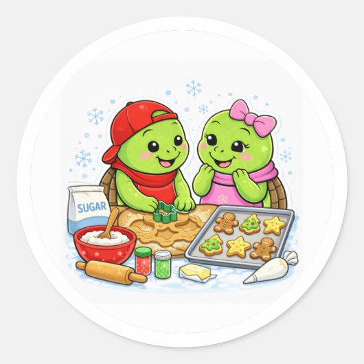 Sticker Rond Cookies de Noël (Devant)