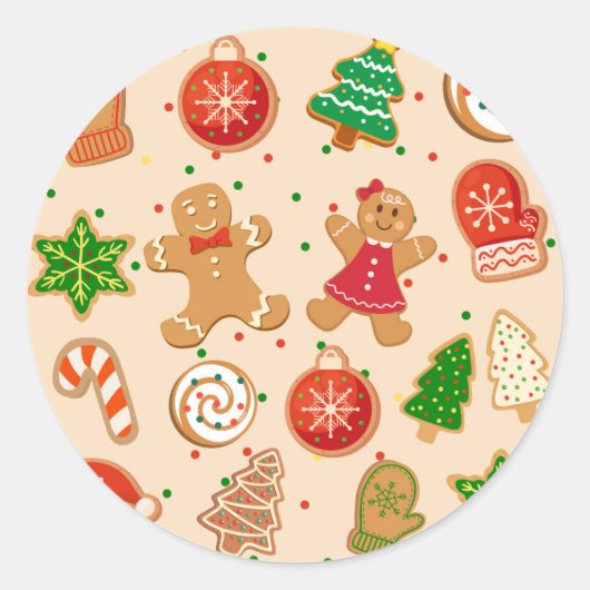 Sticker Rond Cookies de Noël (Devant)