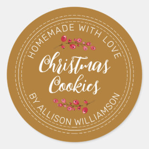 Sticker Rond Cookies de Noël aux canneberges faits maison Or Oc
