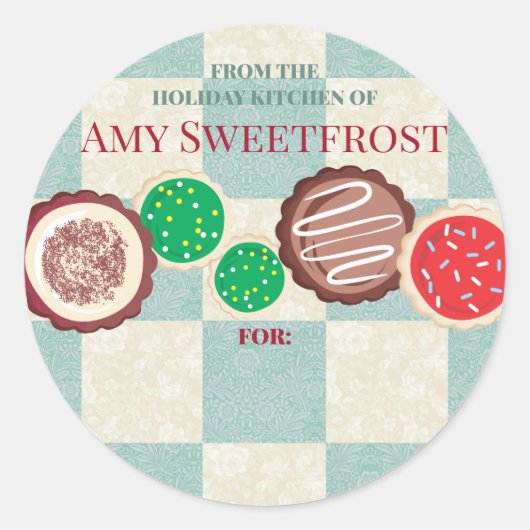 Sticker Rond Cookies de Noël congelés "fait maison par" à de (Devant)