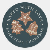 Sticker Rond Cookies de Noël cuits avec amour (Devant)