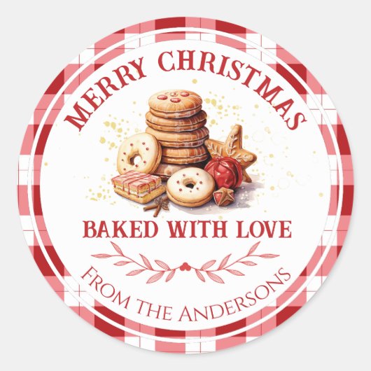 Sticker Rond Cookies de Noël cuits avec amour (Devant)