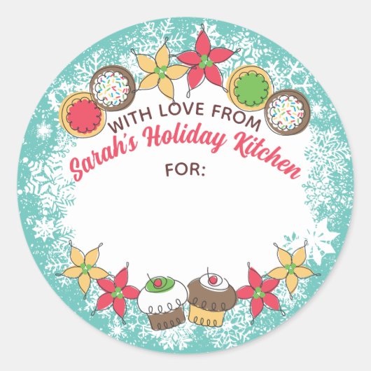 Sticker Rond Cookies de Noël cupcakes de la cuisine (Devant)