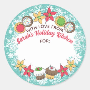 Sticker Rond Cookies de Noël cupcakes de la cuisine