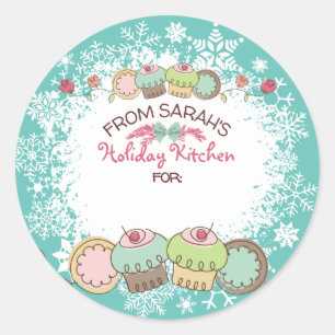 Sticker Rond Cookies de Noël cupcakes de la cuisine